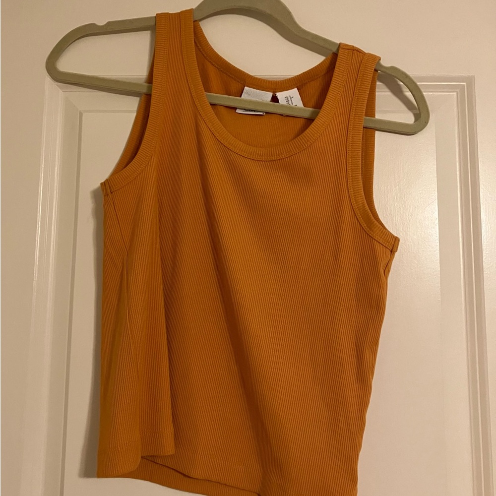 C&C California Vibrant Orange Ribbed Tank Top